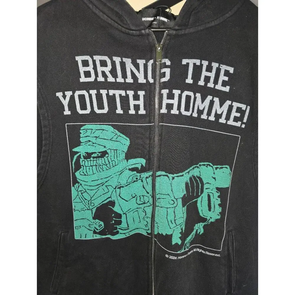 Homme + Femme Guerilla Cutoff Zip Hoodie Black - Picture 5 of 8